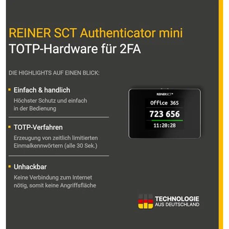REINER SCT Authenticator Mini – Hardware für Zwei-Faktor-Authentisierung | TOTP-Generator für ultimativen Schutz Ihrer Accounts – Bild 2