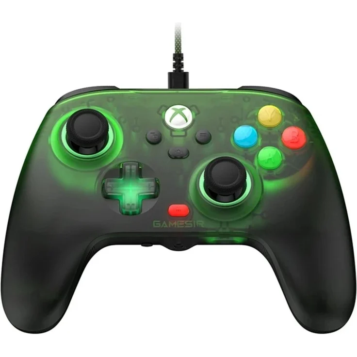 GameSir T7 Pro Controller für Xbox und PC, kabelgebunden mit grünem Gehäuse und LED-Beleuchtung