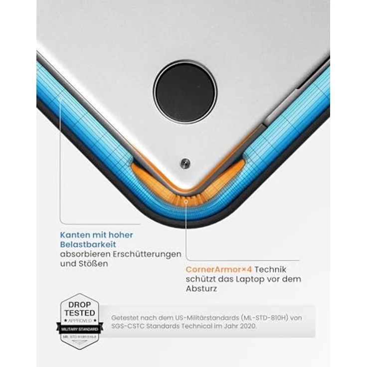 tomtoc 360° Laptop Tasche Hülle für 16-Zoll MacBook Pro M4/M3/M2/M1 Pro/Max (2019-2024), Premium Stoßfest Rundumschutz, Schwarz – Bild 3