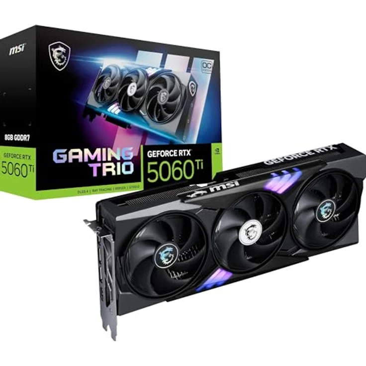 MSI GeForce RTX 5060 Ti 8G GAMING TRIO OC, 8GB GDDR7 Grafikkarte mit HDMI und 3xDP, max. Auflösung 7680x4320 – Bild 2