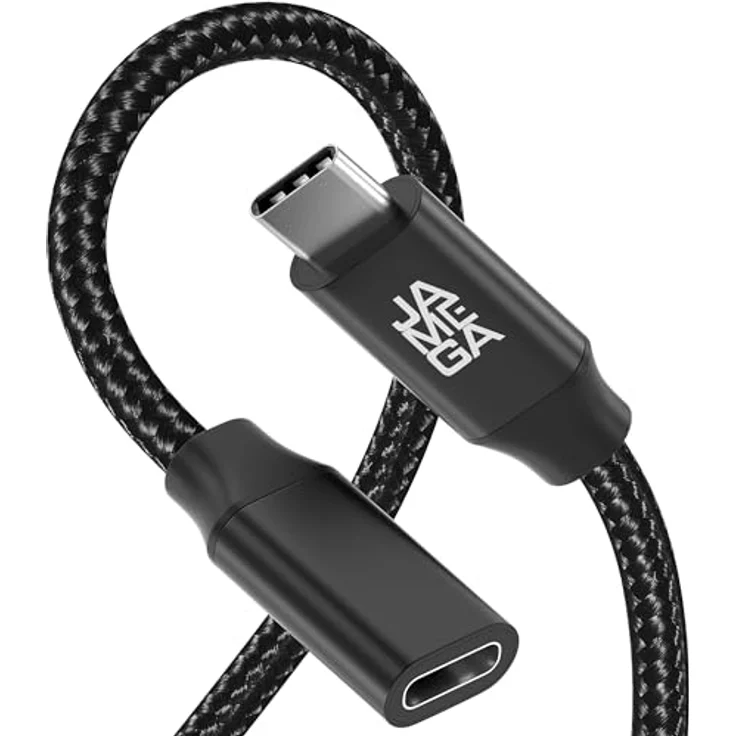 JAMEGA USB C 3.2 Verlängerungskabel 10Gbps 60W mit 4K@60Hz Videoübertragung, Schwarz, 1m, kompatibel mit iPhone 15 Pro Max, iPad Pro, Samsung, Macbook, Huawei uvm. – Bild 1