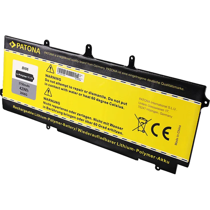 Patona Ersatzakku für HP EliteBook 1040 Serie, 11,1 Volt, 3750mAh Li-Polymer, Schwarz