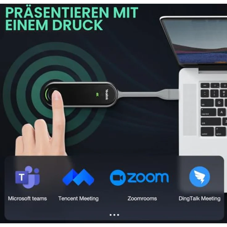 Yealink WPP30, Dongle, Schwarz, 4K UHD, 30 fps, Wi-Fi 5, USB Typ-C – Bild 3