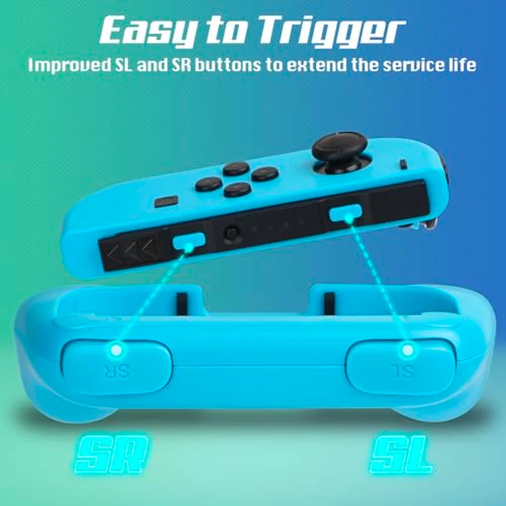 JoyHood Joy-Con Handgriffe für Switch/Switch OLED, Ergonomisches Design, 4er Pack in Rot-Blau-Schwarz-Weiß – Bild 3