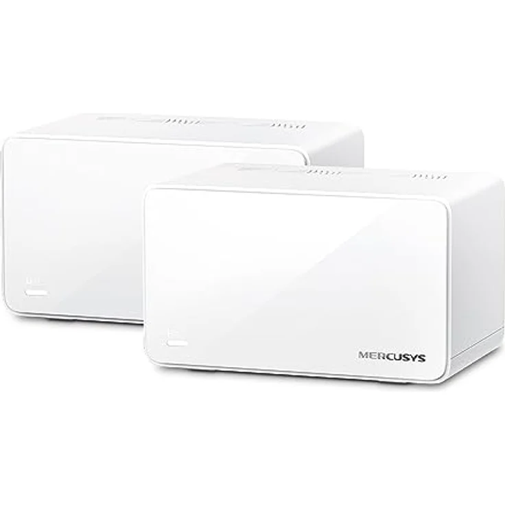 MERCUSYS TP-Link Mercusys Halo H90X (2-Pack) WiFi 6 Mesh Router AX6000Mbps, Kindersicherung, 2,5 Gigabit Port, Repeater und Zugriffspunkt, Verbinden Sie bis zu 150 Geräte, 2 Stück, bis 550 ㎡ Abdeckung, Dual Band Gigabit Router, weiß – Bild 1