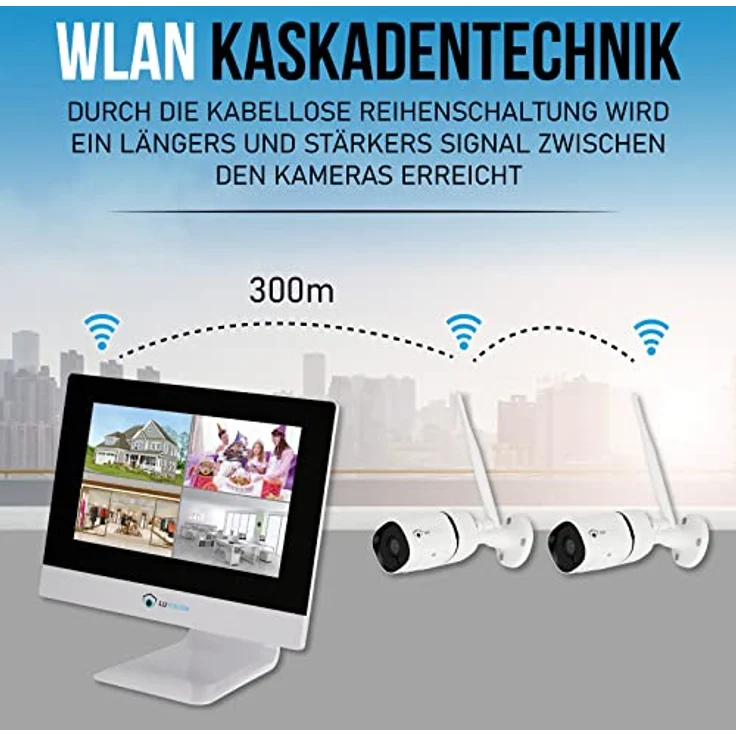 LUVISION WLAN Funk Überwachungskamera Set - Überwachungssystem mit Monitor HDD-Rekorder & Cloud Speicher 4 IP Kameras & App – Bild 4