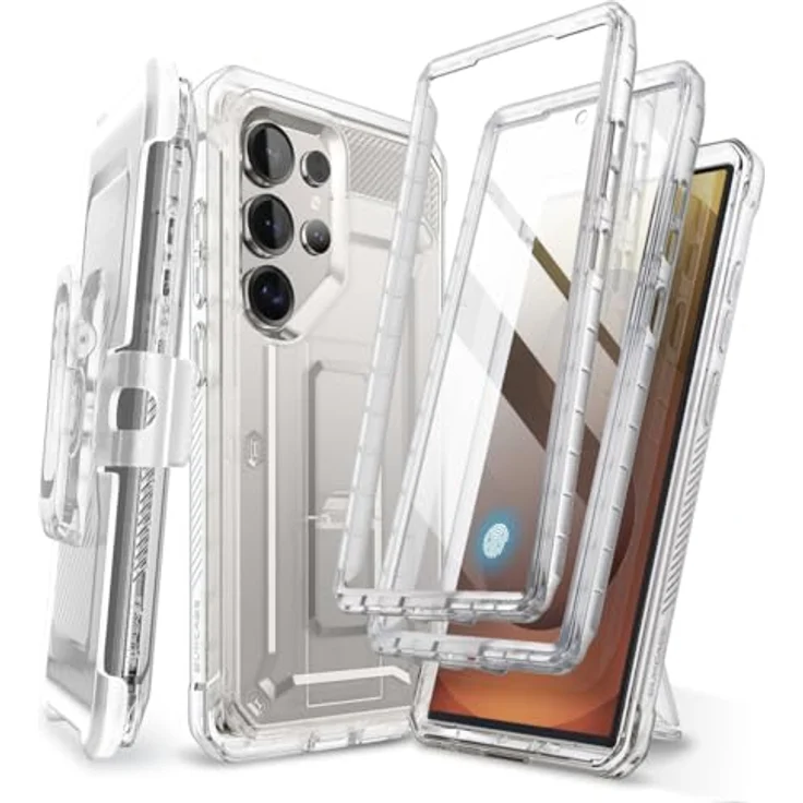 SupCase für Samsung Galaxy S25 Ultra Hülle Bumper Case mit 2 Vorderseite (Durchsichtig) - [UBPro] 360 Grad Schutz, 20 Fuß Falltest, Ständerfunktion, Gürtelclip – Bild 1