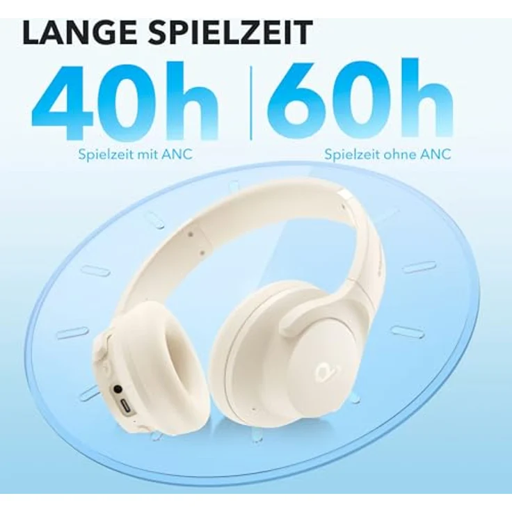 eufy Q20i, Kopfhörer mit Hybrid Active Noise Cancelling, 40 Stunden Akkulaufzeit, Weiß – Bild 5