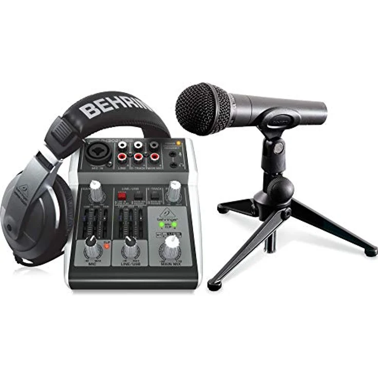 Behringer Podcaststudio 2 USB, USB Mischpult mit XM8500 Mikrofon und HPM1000 Kopfhörern, inklusive XLR- und USB-Kabel – Bild 1