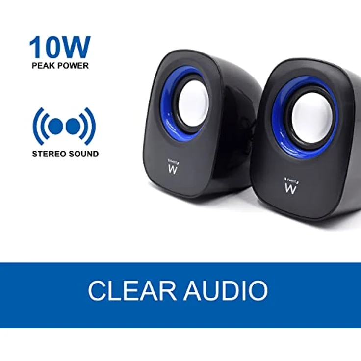 Ewent EW3501, 2.0 Stereolautsprecher mit USB-Stromversorgung und 5 Watt RMS, Schwarz/Blau – Bild 4