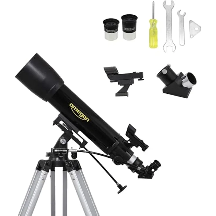 Omegon Teleskop AC 102/660 AZ-3 | Weitfeld-Refraktor-Teleskop | 102mm Öffnung | 660mm Brennweite | Einfache Bedienung | Perfekt für Mond- und Sternbeobachtung