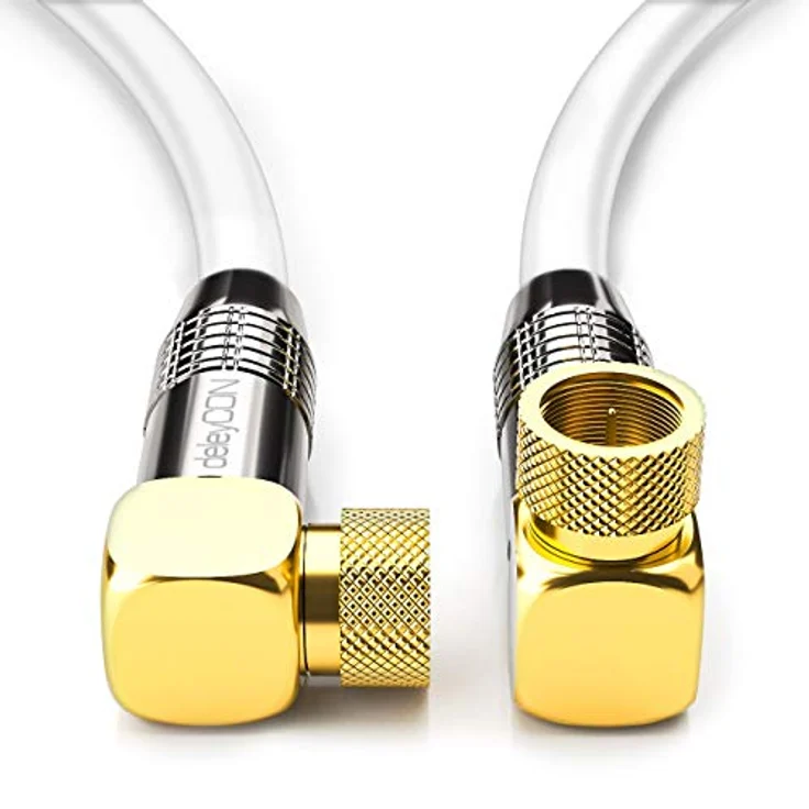 deleyCON 1,5m SAT Antennenkabel PREMIUM HDTV Satellitenkabel gewinkelt Koaxialkabel - F-Stecker (90° Grad) zu F-Stecker (90° Grad) - Weiß - METALL vergoldet – Bild 4