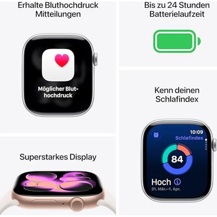 Apple Watch Series 11 GPS, 46 mm, Aluminiumgehäuse Diamantschwarz, Sportarmband Schwarz - M/L – Bild 2