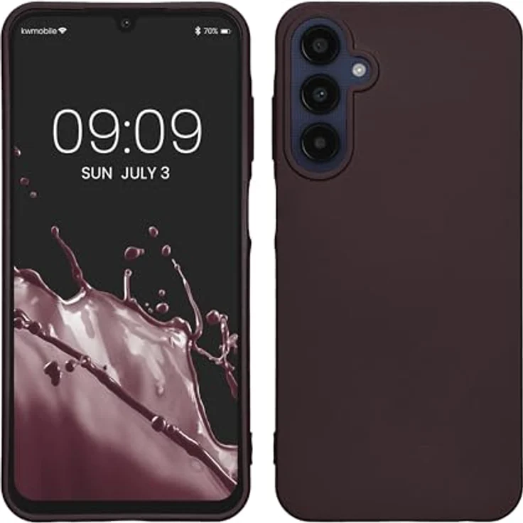 kwmobile Case kompatibel mit Samsung Galaxy A25, Silikon Schutzhülle metallisch schimmernd in Metallic Brombeere – Bild 1