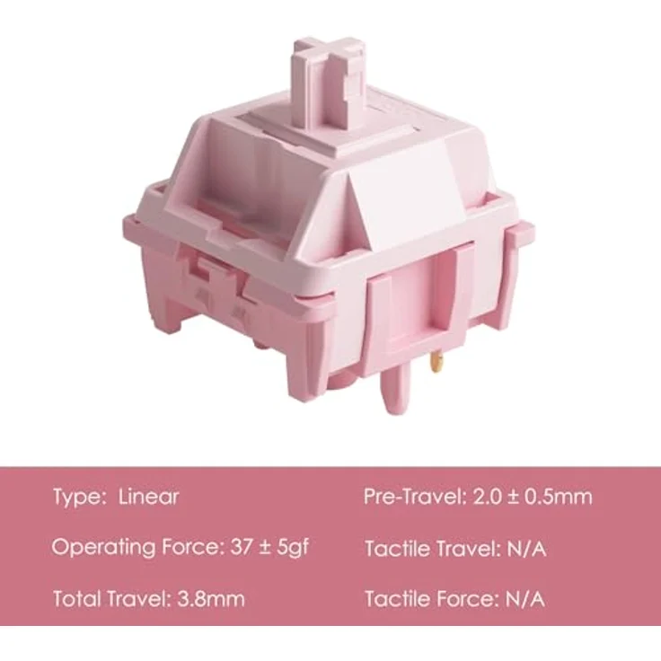 Akko Mirror Switches, mechanisch, 5-Pin, linear, MX-Stem, 37g - 45 Stück - Akko Linear Mechanical Switches, Cherry MX Compatible Stem, 37g Actuation Force – Bild 2