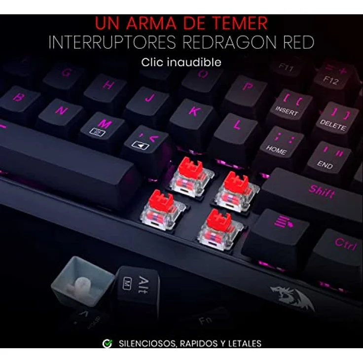 Redragon Dragonborn RGB - Mechanische Gaming-Tastatur - Netzwerk-Switches - Abnehmbares USB-Kabel - Schwarz (Schwarz) – Bild 5