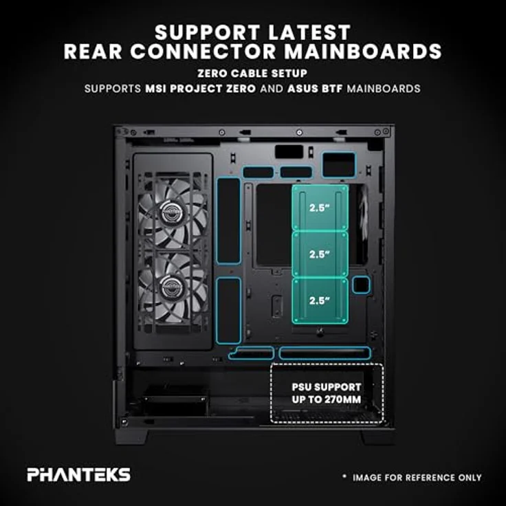 Phanteks XT View Matrix RGB, Midi Tower Gehäuse mit gehärtetem Glas, E-ATX Unterstützung, Schwarz – Bild 6
