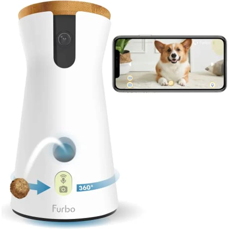 Furbo 360° Hundekamera: [Neu 2023] Rotierende 360°-Weitwinkel-Haustierkamera mit Leckerliwurf, Farbnachtsicht, 1080p-HD-Schwenk, 2-Wege-Audio, Bell-Alarm, WLAN, Entwickelt für Hunde – Bild 1