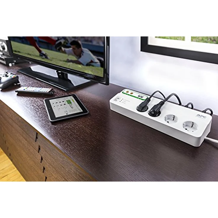APC Surge Protector - PMF83VT-GR - Steckdosenleiste mit Überspannungsschutz (8-fach Stecker Schuko, schaltbar, 2 TV--Video- und 2 Telefon-Schutz-Ausgänge - Farbe: weiß) – Bild 6
