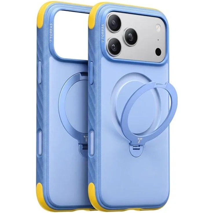 Torras Ostand Q3 Rugg, robuste Handyhülle mit integriertem 360° Ständer, blau, für iPhone 18 Pro Max