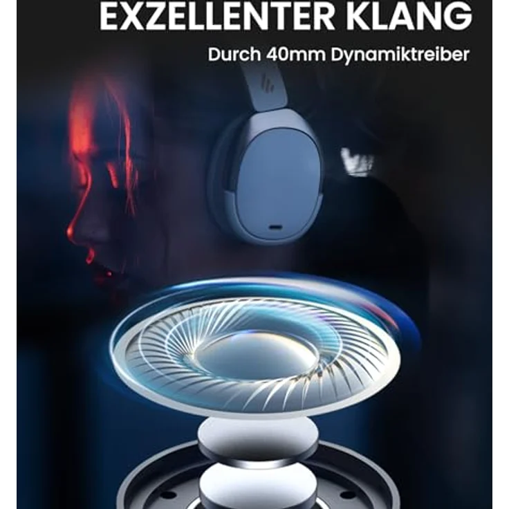 Edifier WH950NB Hybrid Active Noise Cancelling Kopfhörer -LDAC Codec mit Hi-Res Audio und Custom EQ über App nach 55H Playtime mit Faltbarer drahtloser Over-Ear Bluetooth V5.3 Kopfhörer - Weiß – Bild 3