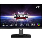 MSI Optix MAG274QRXDE 27 Zoll WQHD Gaming Monitor - 2560 x 1440 Rapid IPS Panel, 240 Hz / 1ms GtG, G-SYNC kompatibel, 126% sRGB Farbraum, DisplayHDR 400 - DP 1.4a, USB Typ-C, schwarz