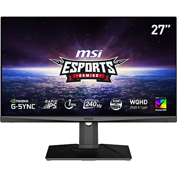 MSI Optix MAG274QRXDE 27 Zoll WQHD Gaming Monitor - 2560 x 1440 Rapid IPS Panel, 240 Hz / 1ms GtG, G-SYNC kompatibel, 126% sRGB Farbraum, DisplayHDR 400 - DP 1.4a, USB Typ-C, schwarz