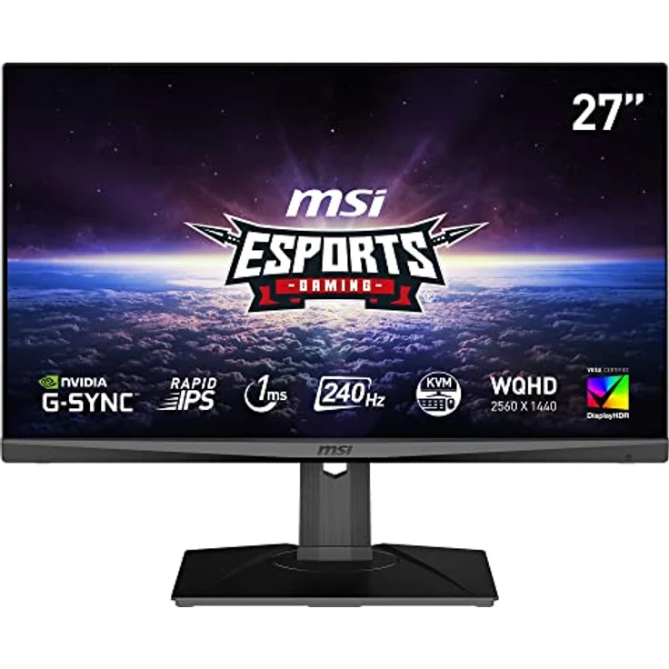 MSI Optix MAG274QRXDE 27 Zoll WQHD Gaming Monitor - 2560 x 1440 Rapid IPS Panel, 240 Hz / 1ms GtG, G-SYNC kompatibel, 126% sRGB Farbraum, DisplayHDR 400 - DP 1.4a, USB Typ-C, schwarz – Bild 1