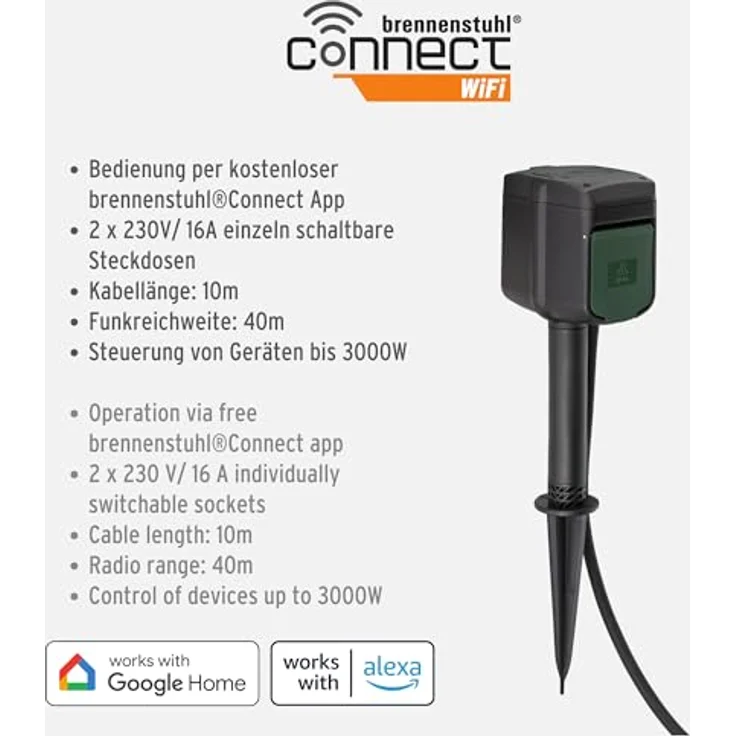 Brennenstuhl WiFI Gartensteckdose mit Erdspiess – Bild 2