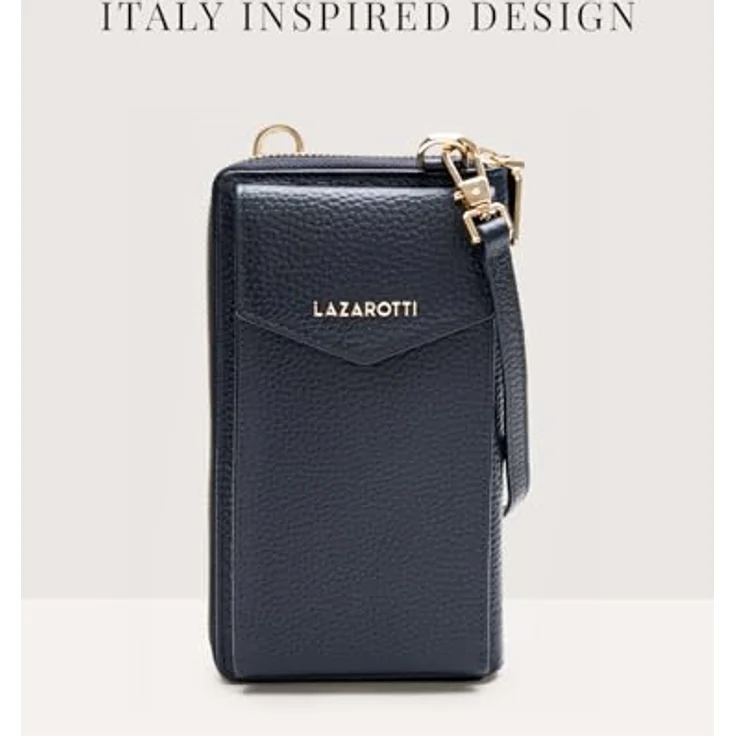 Lazarotti Bologna Leather Handytasche, 100% Leder, 11 cm x 3.5 cm x 19 cm, blau – Bild 7