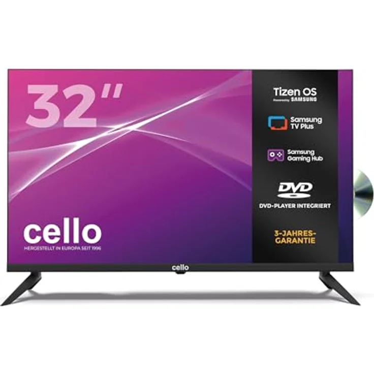 Cello C3226TZF, 32 Zoll Full HD Smart LED TV mit DVD-Player, Tizen OS, WLAN, Triple Tuner, ideal für Wohnzimmer & Kinderzimmer – Bild 1