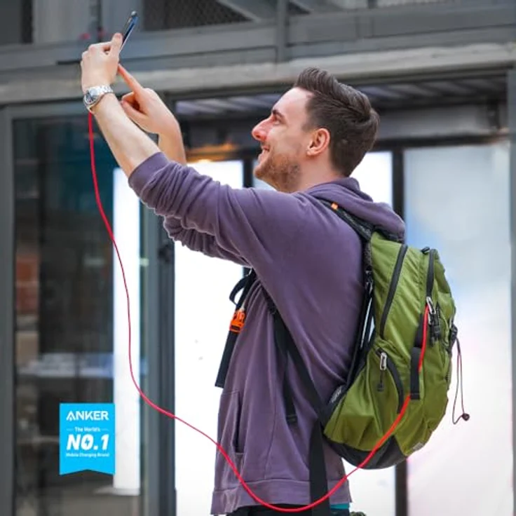 Anker 1,8 m Nylon-umflochtenes Micro-USB-Kabel, rot (B7116091) – Bild 2