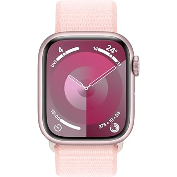 Apple Watch Series 9 GPS, 41 mm Aluminiumgehäuse Rosé, Sport Loop Hellrosa – Bild 2