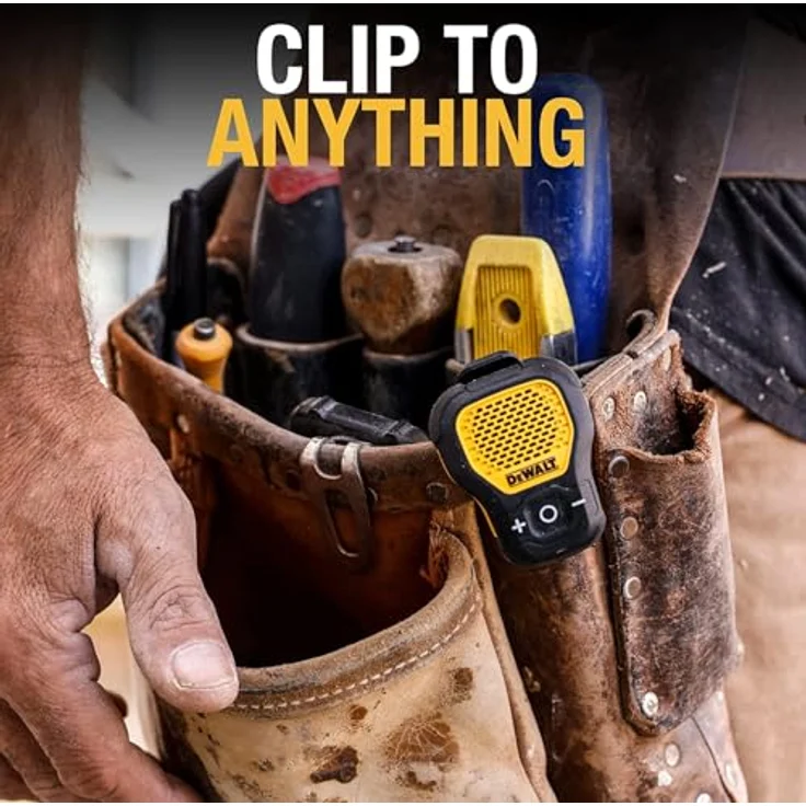 DEWALT Jobsite Pro tragbarer Bluetooth-Lautsprecher, IP56 Schutz, mit abnehmbarem Magnet und Einhandclip – Bild 3