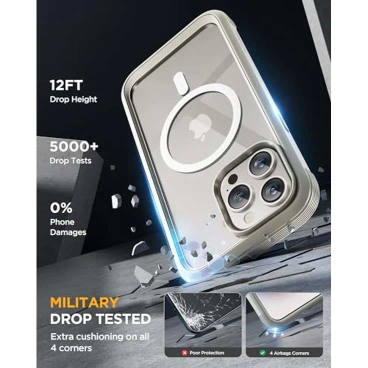Miracase Glas Serie für iPhone 15 Pro Max Hülle, Mag Titan, 360° Militärschutz, vollständiger Kameraschutz, starke magnetische Case mit MagSafe – Bild 4