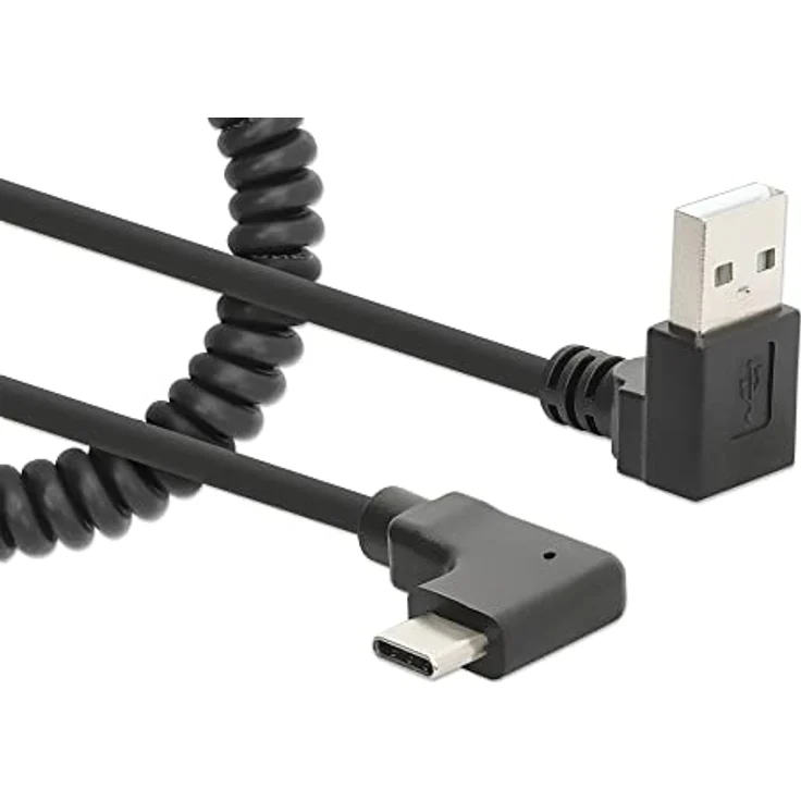 Manhattan Spiralkabel USB-A auf USB-C Ladekabel 1m schwarz – Bild 2