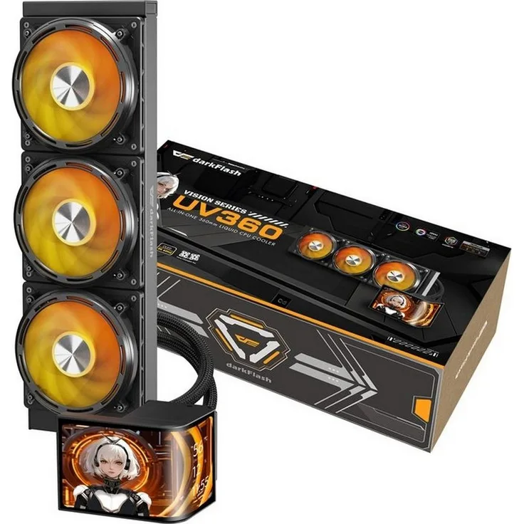 Darkflash UV360 All-in-One Wasserkühlung, 360 mm Radiator mit RGB-Beleuchtung, schwarz