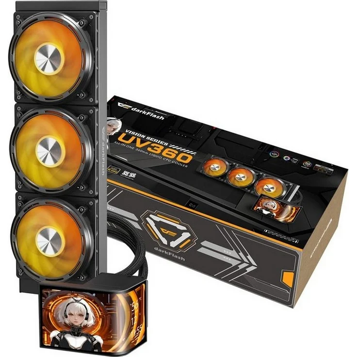 Darkflash UV360 All-in-One Wasserkühlung, 360 mm Radiator mit RGB-Beleuchtung, schwarz