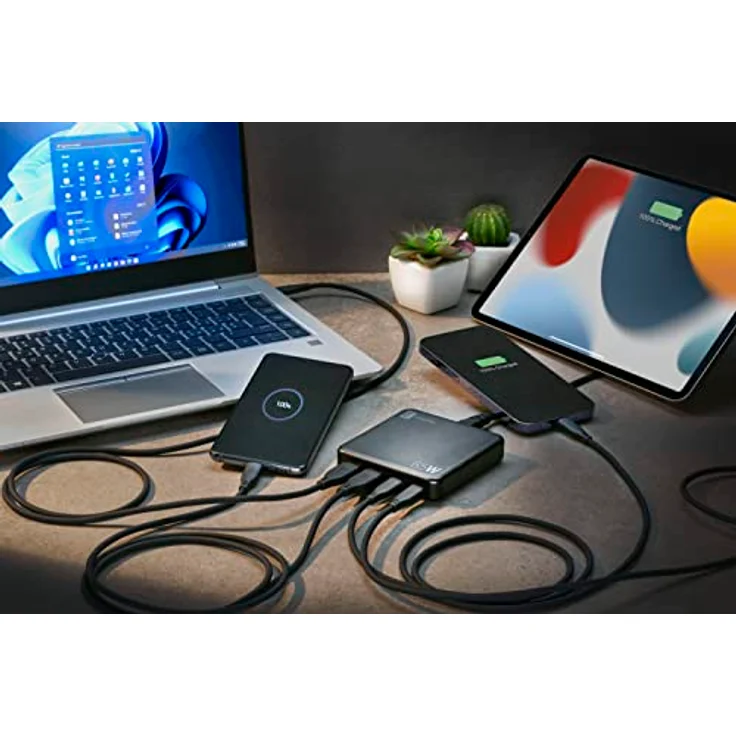 cellularline - Multipower Desk 65W - 4 Anschlüsse Gan 65W - Gesamtausgang 65W - 2 USB 18W Anschlüsse, 1 18w USB -C -Anschlüsse und 1 65W USB -C -Anschluss - ideal für Laptop -Tablet -Smartphones – Bild 3