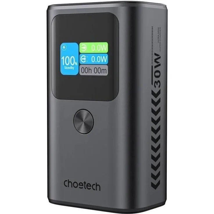 CHOETECH B702 Powerbank 20000mAh, PD100W, 2C1A, Grau, mit TFT-Display für schnelles Laden mehrerer Geräte