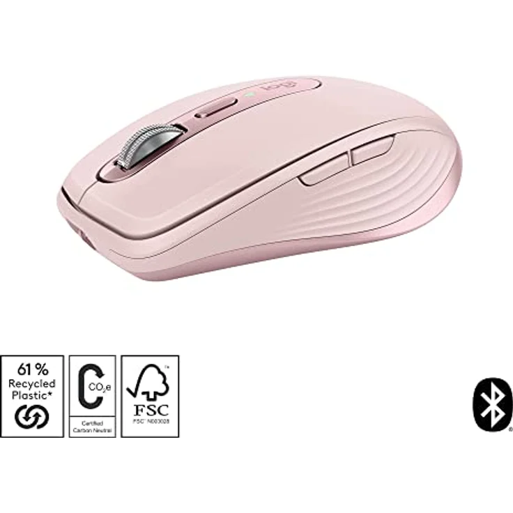 Logitech MX Anywhere 3S Compact Kabellose Maus, Fast Scrolling, 8K DPI Any-Surface Tracking, Quiet Clicks, Programmierbare Tasten, USB C, Bluetooth, Windows PC, Linux, Chrome, Mac - Rosa – Bild 2