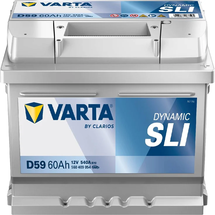 VARTA D59 Blue Dynamic, 12V Autobatterie mit 60Ah und 540A Kälteprüfstrom, wartungsfrei