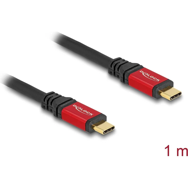 Delock USB 10 Gbps Kabel, USB Type-C Stecker zu Stecker mit PD 3.0 Unterstützung, 1 m, schwarz/rot, 100 W