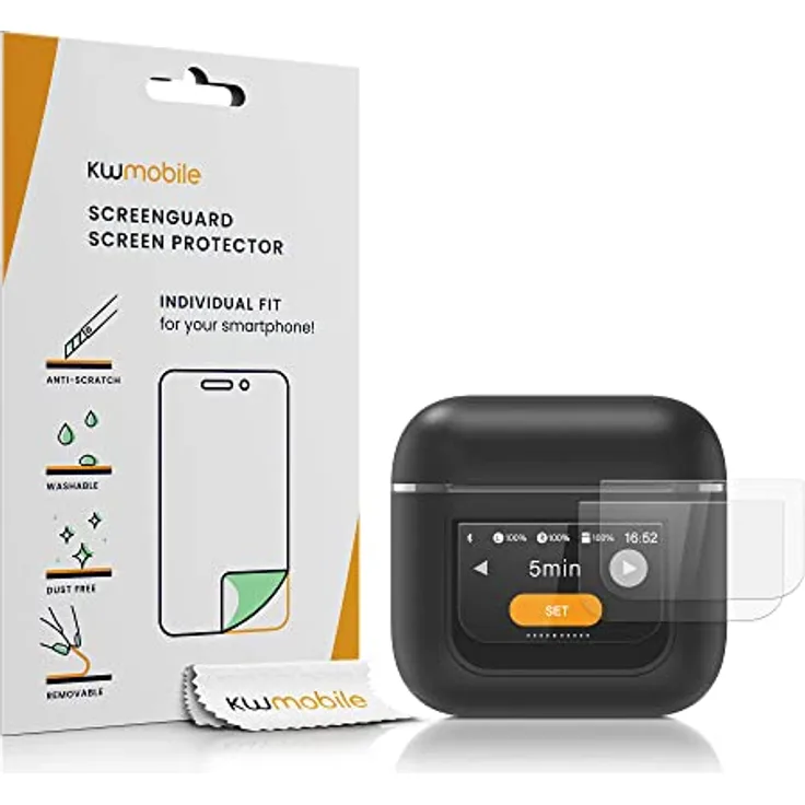 kwmobile 3X transparente Schutzfolie für JBL Tour Pro 2 - klare TPU Folie für Kopfhörer Display