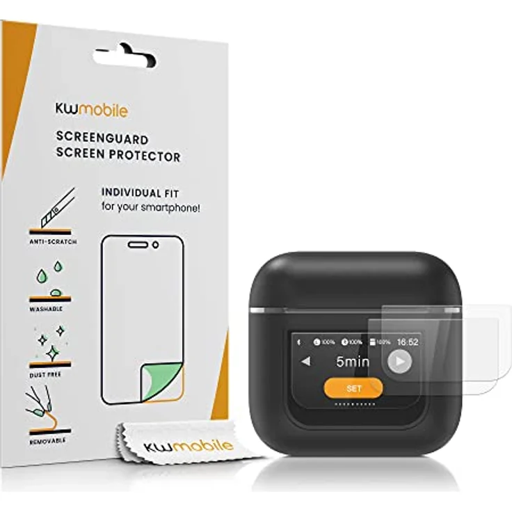 kwmobile 3X transparente Schutzfolie für JBL Tour Pro 2 - klare TPU Folie für Kopfhörer Display – Bild 1