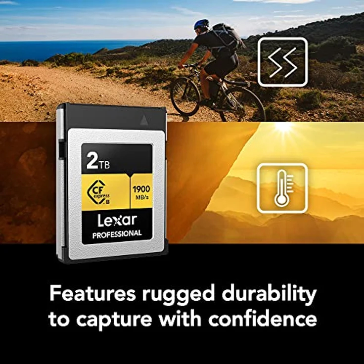 Lexar Professionelle 2 TB CFexpress Typ B Speicherkarte Gold Serie, bis zu 1900 MB/s Lesen, Raw 8K Videoaufnahme, unterstützt PCIe 3.0 und NVMe (LCXEXPR002T-RNENG) – Bild 4