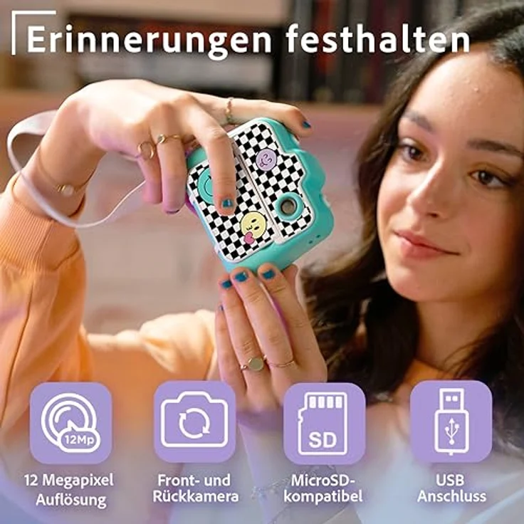 Canal Toys CLK 001 Sofortbildkamera für Kinder-Instant-Druck Creator mit LCD-Display-Kinderkamera und Fotodrucker in einem-Für Polaroid & Thermopapier, hellblau, Geeignet ab 6 Jahren – Bild 2