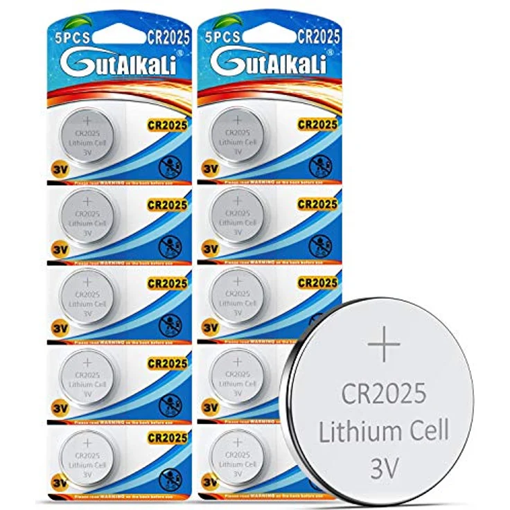 GutAlkaLi CR2025 Lithium Knopfzellen, 10 Stück 3V Batterien mit hoher Kapazität und langer Haltbarkeit – Bild 1