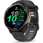 Garmin® Forerunner® 970, Premium GPS-Lauf- und Triathlon-Smartwatch mit AMOLED-Display, integrierter LED-Taschenlampe, Carbongrau DLC Titan, schwarzem Gehäuse und schwarz-durchscheinendem Weißstein-Band