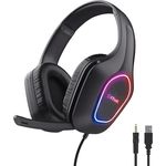 Trust Gaming GXT 419 Rayne Leichtes Gaming Headset für PC/Konsole, Schwarz, USB-betriebene LED Beleuchtung, 50-mm-Treiber, Over-Ear mit Kabel, multiplattformkompatibel